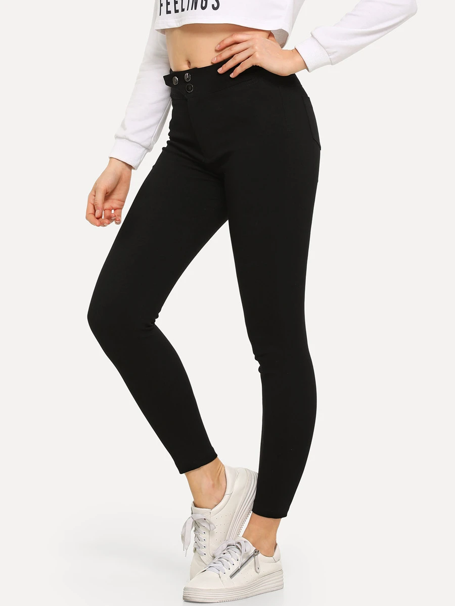 High Stretch Ankle Pants Women Spring Summer Skinny Pant - Black - View 1