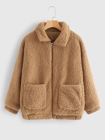 Zip Up Pocket Side Teddy Outerwear