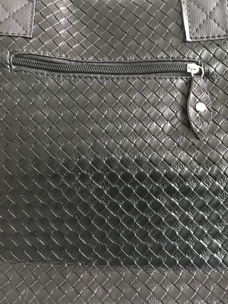 

Black Woven PU Tote Bag