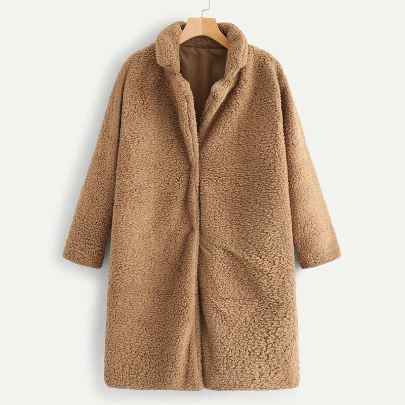 

Solid Collar Teddy Coat, Camel