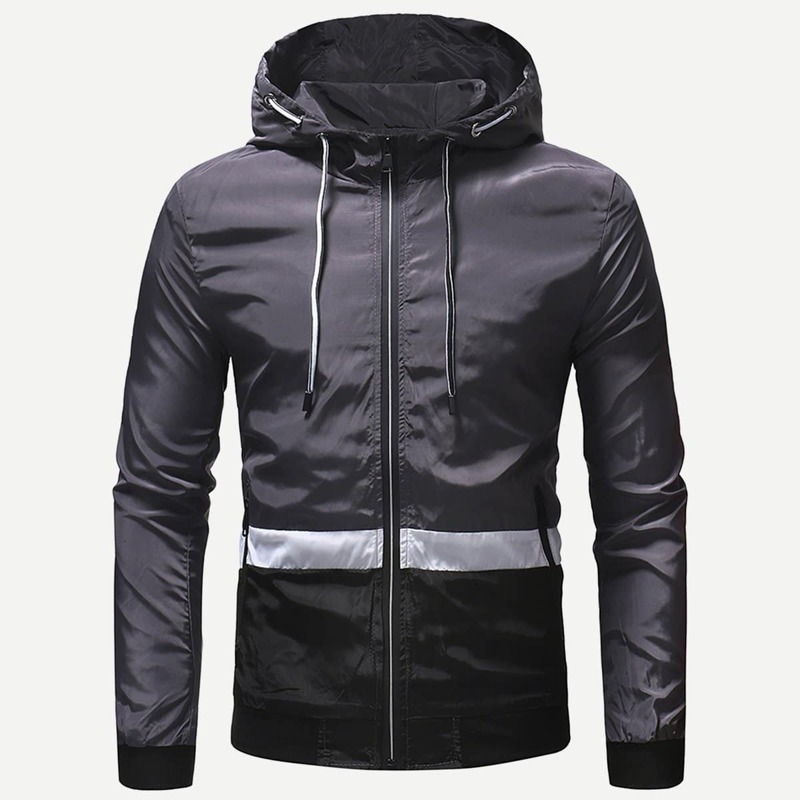 

Guys Color Block Windbreaker Hooded Jacket, Multicolor