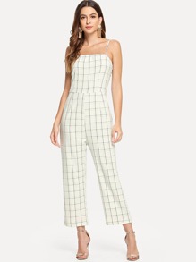 Plaid Print Cami Jumpsuit