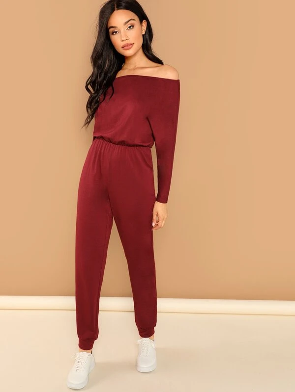 off shoulder jumpsuit shein