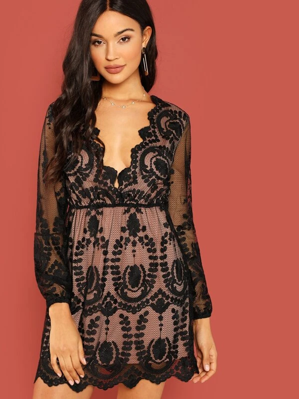 shein black mesh dress