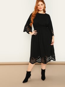 Plus Scallop Laser Cut Out Dress