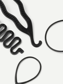 Hair Bun Set Hair Braider Hairdressing Tool Centipede Braid Pull Needle Tie Ball Head Headdress Easy Styling Female Hair Braid Tool 4 Pieces Black - Black - View 3