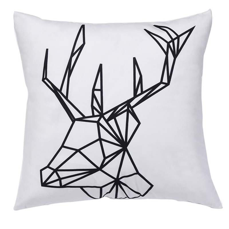 

Deer Print Cushion Cover 1PC, Black and white