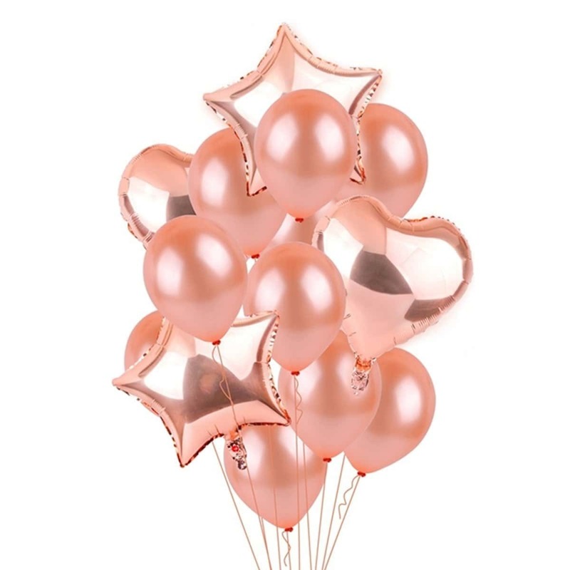 

Round Balloon 10pcs & Heart Balloon 2pcs & Star Balloon 2pcs, Pink