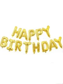 16inches Birthday Balloon Banner 13pcs - Gold - View 2