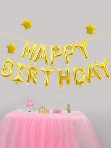 16inches Birthday Balloon Banner 13pcs - Gold - View 3