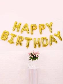 16inches Birthday Balloon Banner 13pcs - Gold - View 4