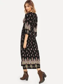 SHEIN Vestido midi con estampado floral - Multicolor - Ver 2