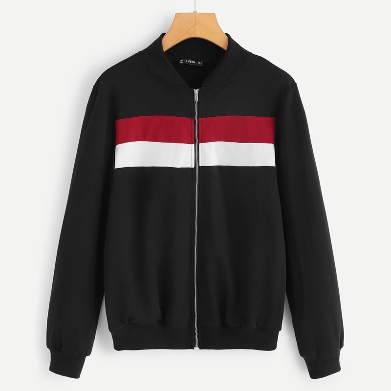 

Zip Up Color Block Jacket, Black