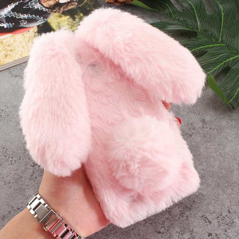 

Rabbit Ear Fluffy iPhone Case, Baby pink