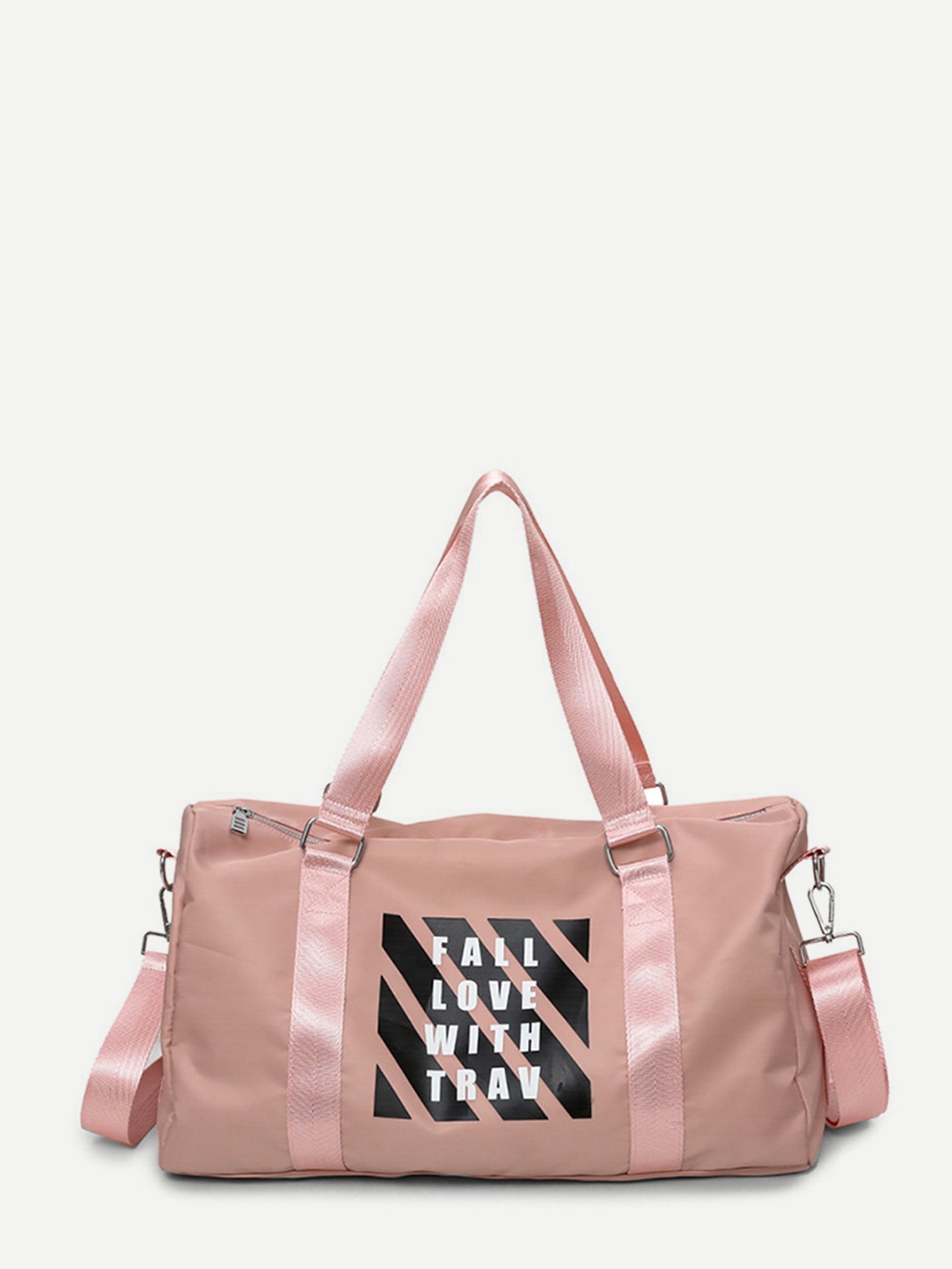 Slogan Print Nylon Duffle Bag
