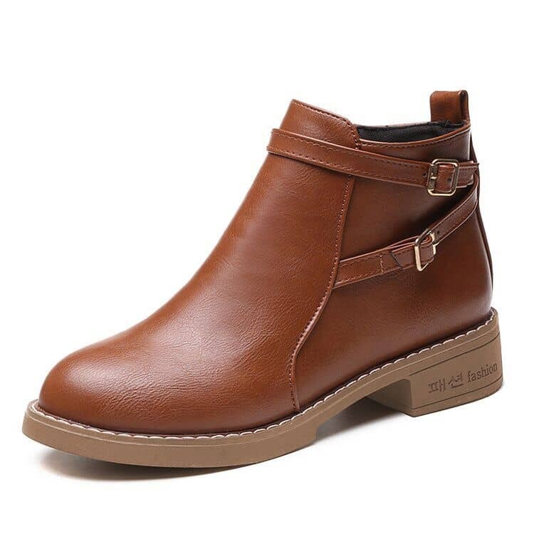 

Double Buckle Heeled Boots, Rust brown