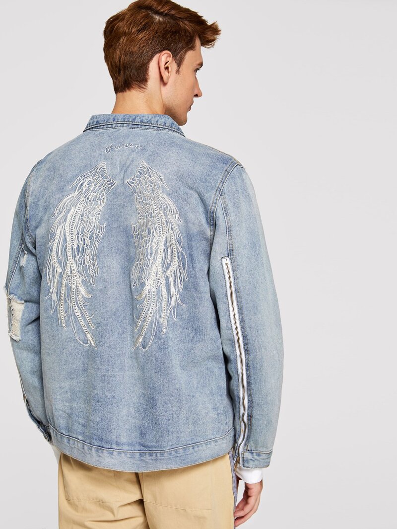 Dos Veste Au Romwe En French Brodée Homme Jean qIdX6wXP