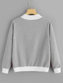 Colorblock Raglan Sleeve Sweatshirt - Multicolor - View 2