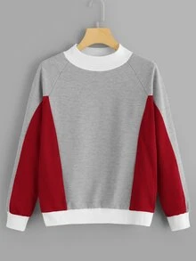 Colorblock Raglan Sleeve Sweatshirt - Multicolor - View 1