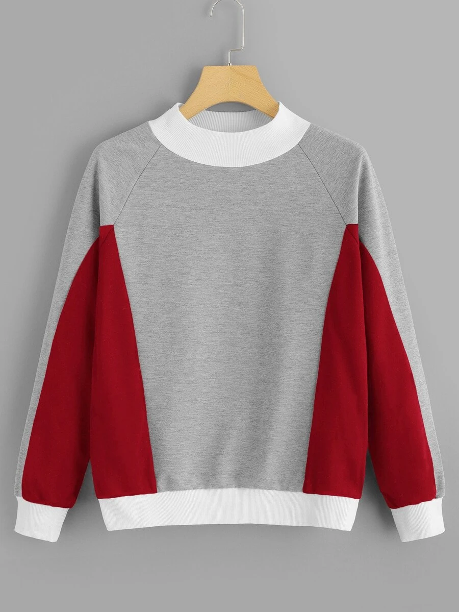 Colorblock Raglan Sleeve Sweatshirt - Multicolor - View 1