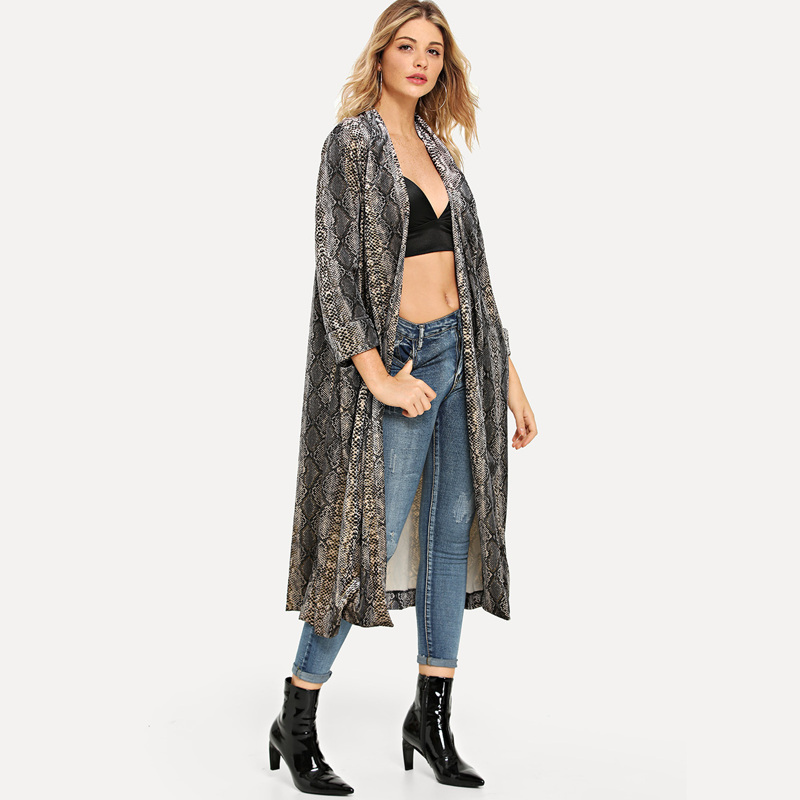 

Snake Print Longline Coat, Multicolor