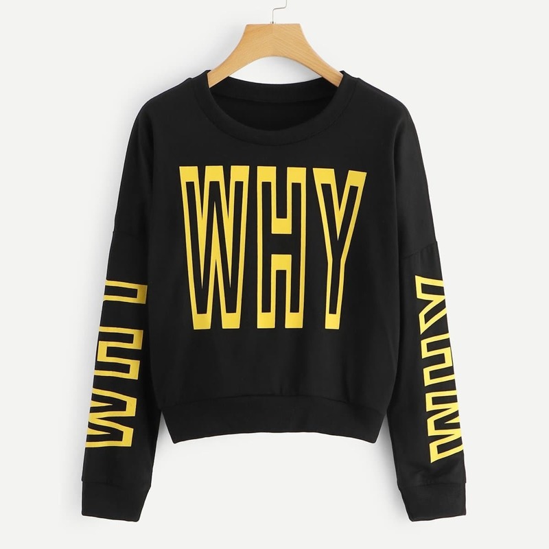 

Letter Print Sweatshirt, Black