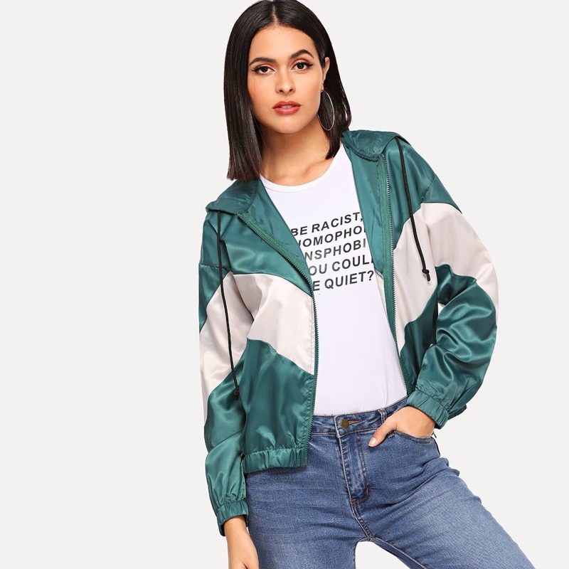 

Zip Up Color Block Hoodie Jacket, Multicolor