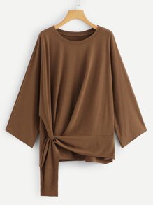 Plus Draped Hem Solid T-shirt