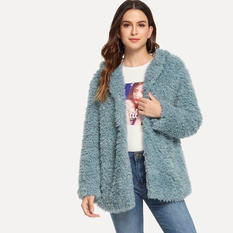 

Pocket Side Hooded Coat, Blue