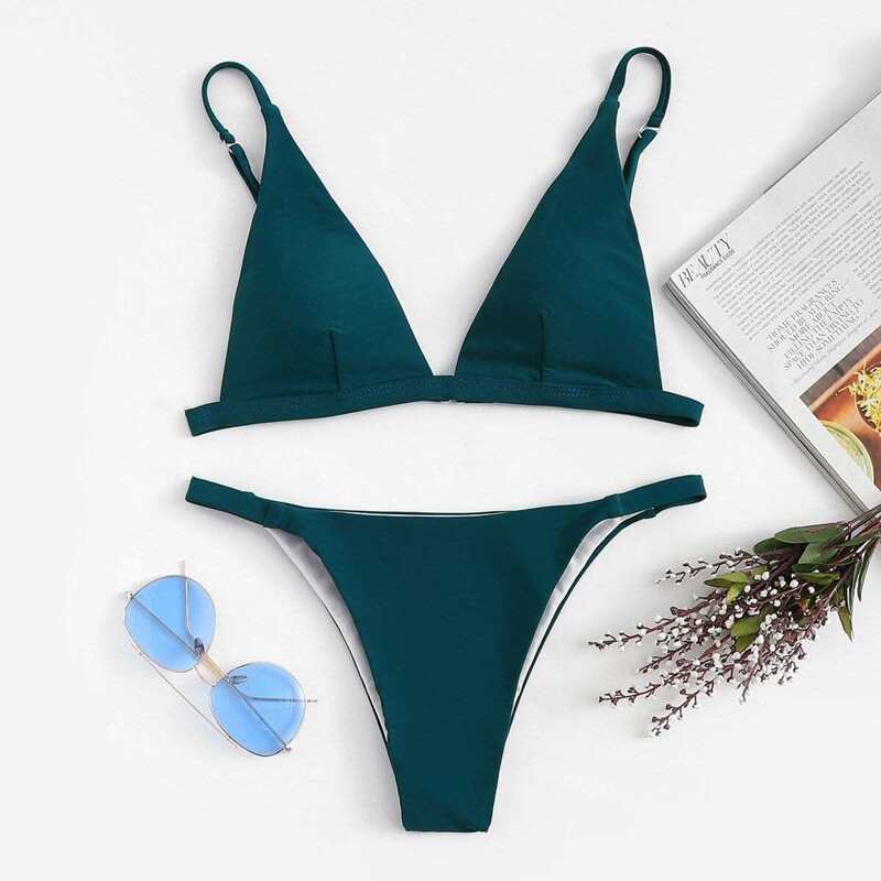 

Triangle Top With Tanga Bikini Set, Green