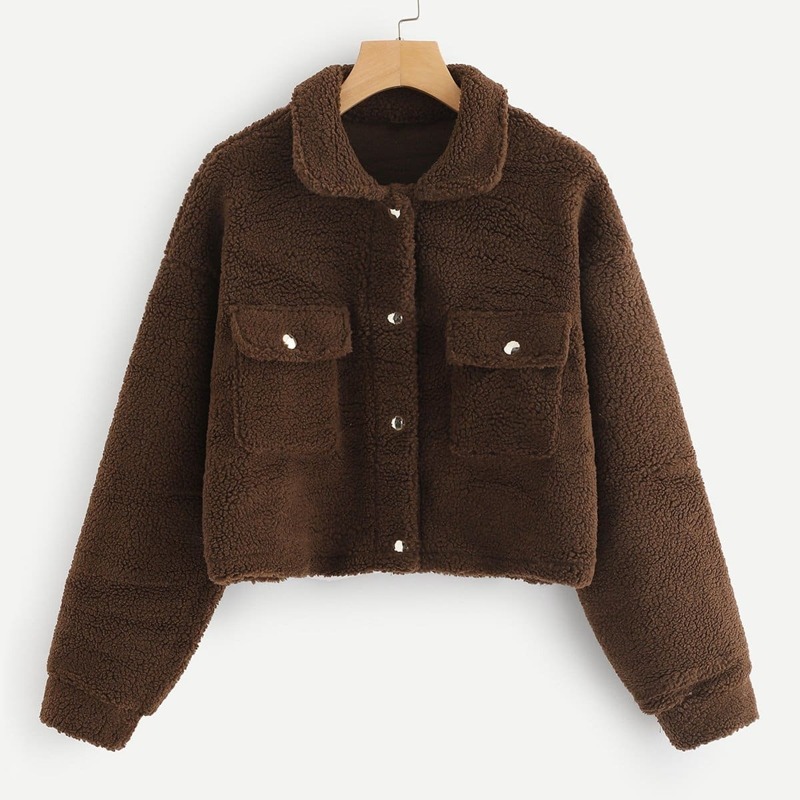 

Single Breasted Teddy Jacket, Brown