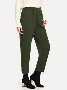 Elastic Waist Solid Pants