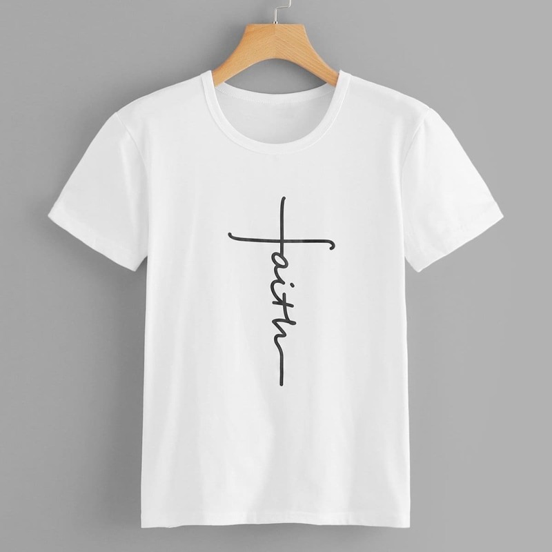 

Letter Print Tee, White