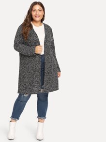 Plus Open Front Knit Coat