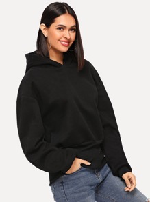 Solid Drop Shoulder Hoodie