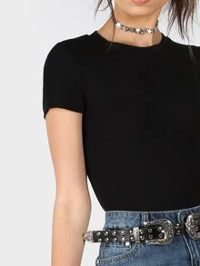 SHEIN Set camiseta de punto de canalé 2 piezas - negro blanco - Blanco y Negro - Ver 4