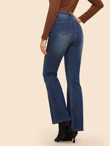 SHEIN Bleach Wash Jeans - Navy Blue - View 2