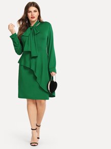 Plus Solid Overlap Dress