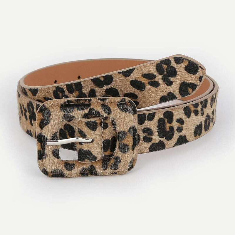 

Faux Fur Cover Leopard Belt, Multicolor