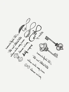 สติกเกอร์สัก 2 ชิ้น Letter & Key - สีดำ - ดู 2