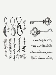 สติกเกอร์สัก 2 ชิ้น Letter & Key - สีดำ - ดู 1