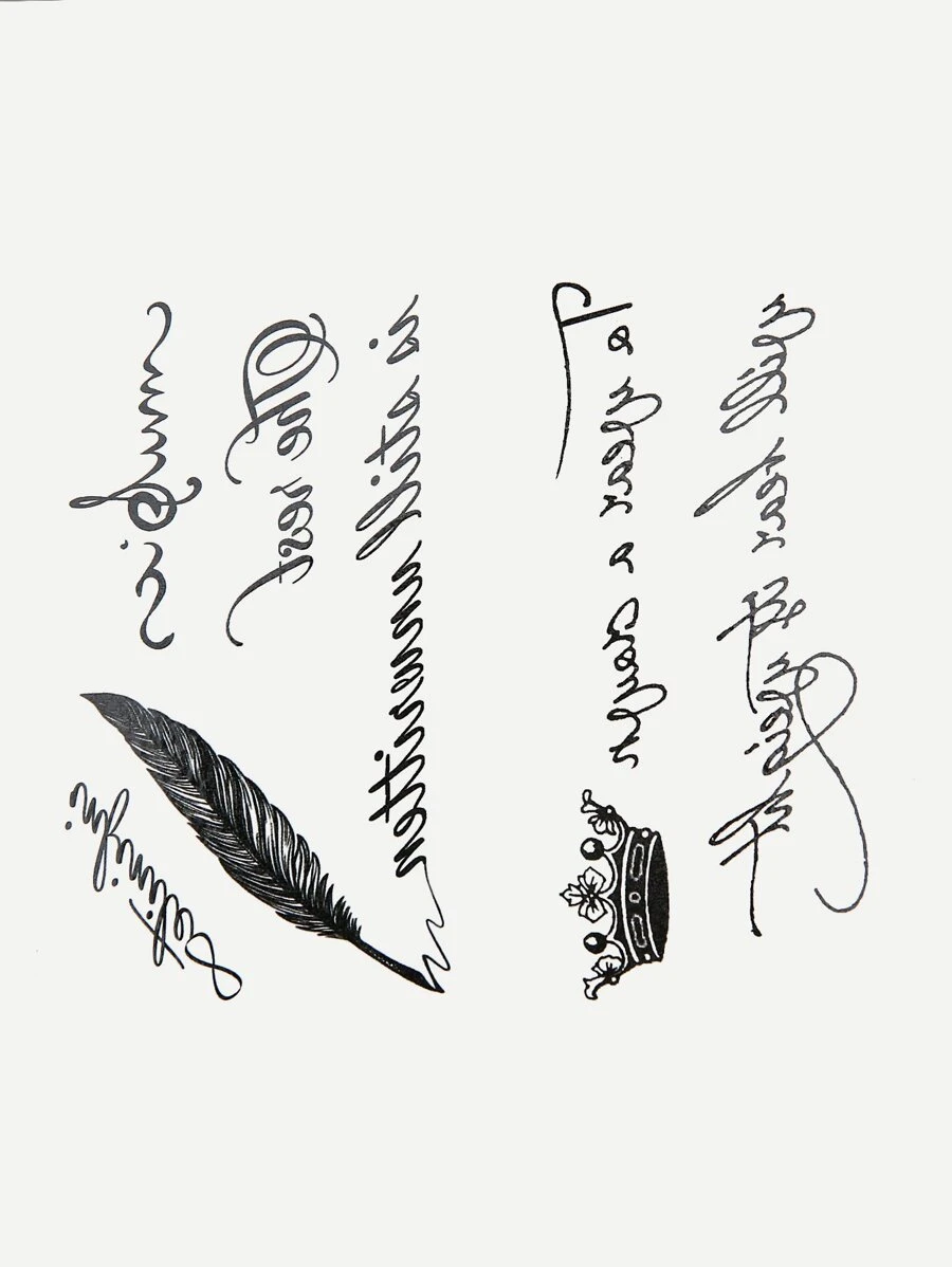 纹身贴纸,2 张字母和牛临时纹身,适合女性,成人纹身贴纸,看起来像真的假纹身,适合男性、女性和女孩 - 黑色 - 查看 1