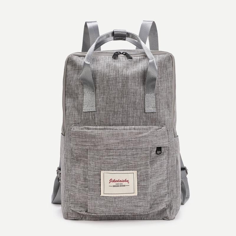 

Patch Detail Double Handle Canvas Backpack, Grey