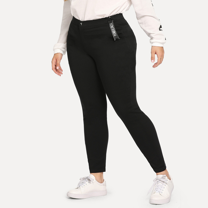 

Plus Letter Ribbon Jeans, Black