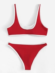 contrast trim sport bikini set