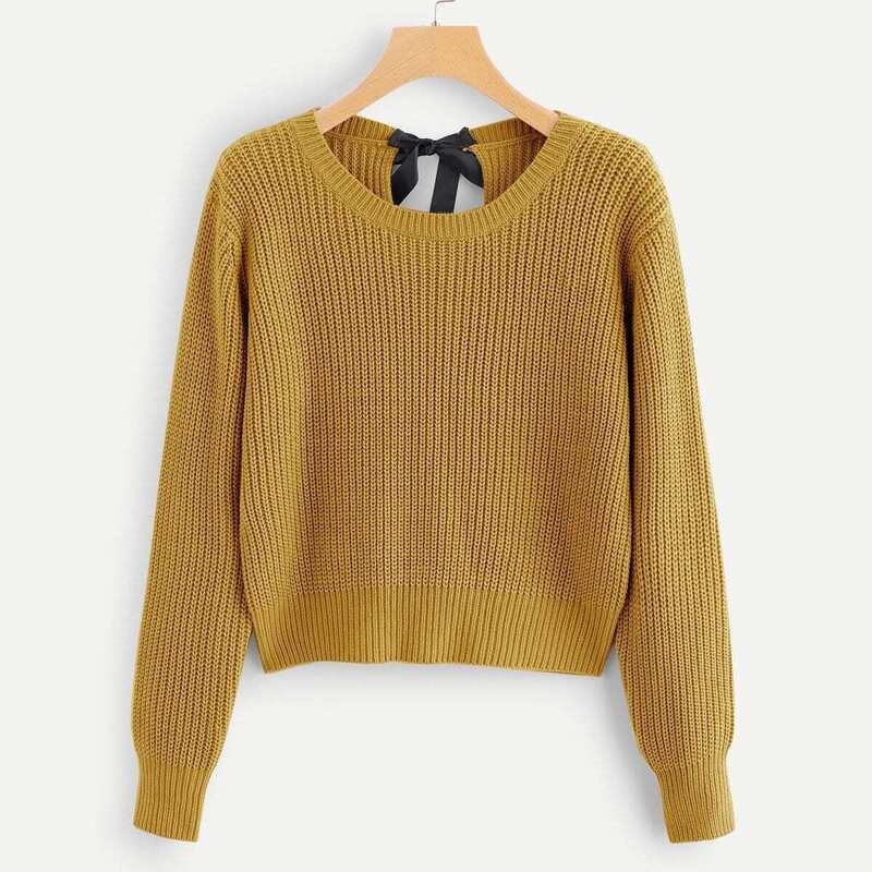 

Solid Knot Back Jumper, Yellow