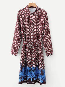 Self Tie Polka Dot Shirt Dress