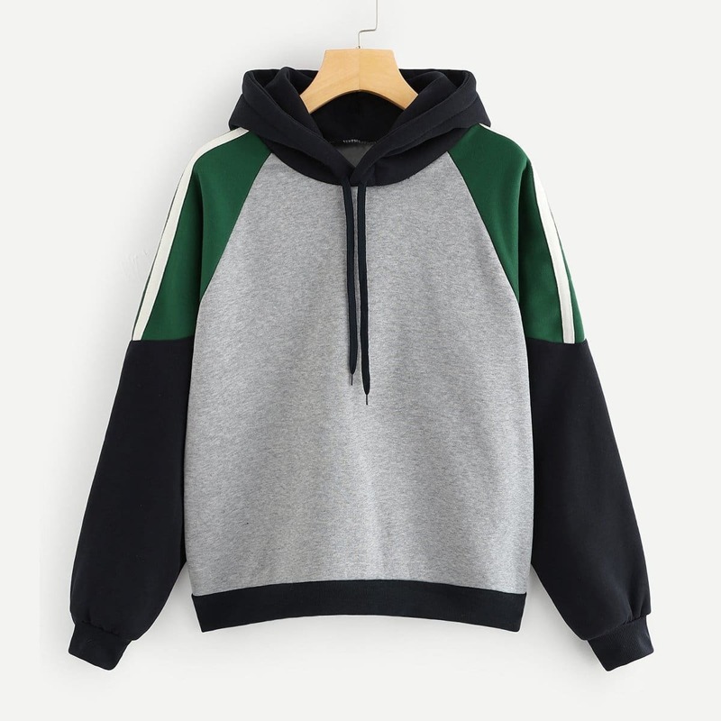 

Cut And Sew Drawstring Hoodie, Grey