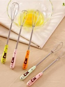 1pc Random Color Egg Beater, Cartoon Cute Whisk For Household - Multicolor - View 1