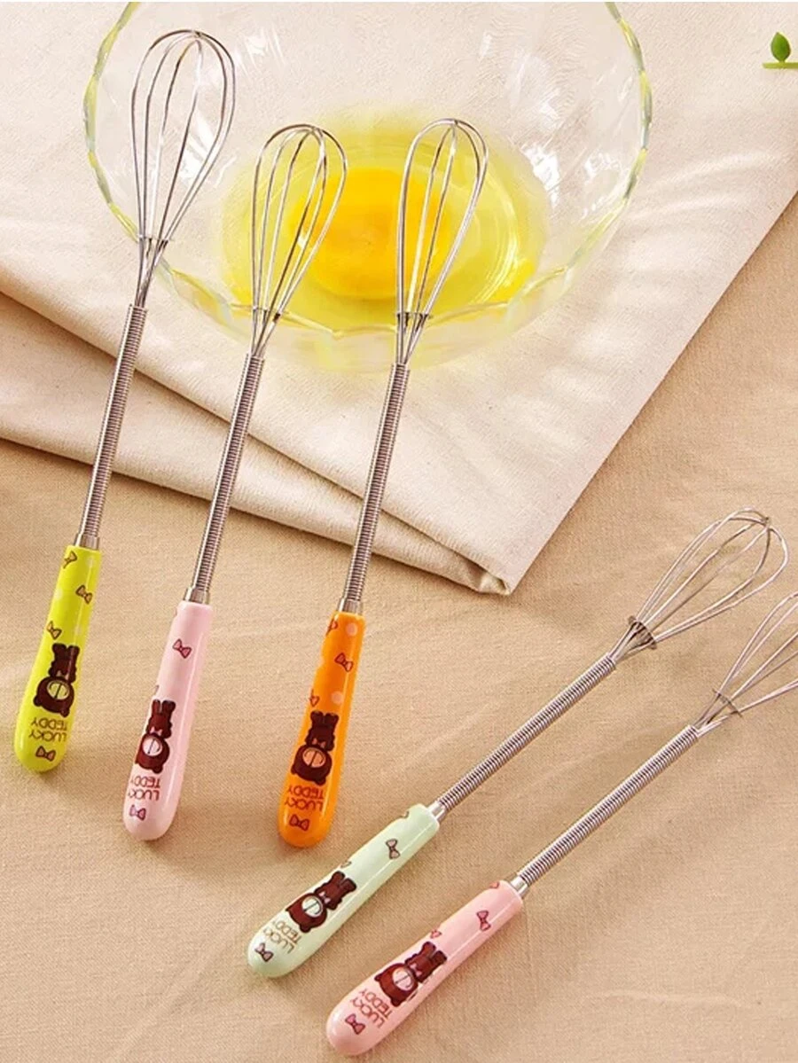 1pc Random Color Egg Beater, Cartoon Cute Whisk For Household - Multicolor - View 1